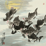 王永剛 四尺斗方《噬月圖》 國家一級美術師