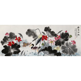 朱祖義 小六尺荷花《盛夏荷風》 中國老子書畫院副院長