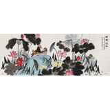 朱祖義 小六尺荷花《荷韻清趣》 中國老子書畫院副院長