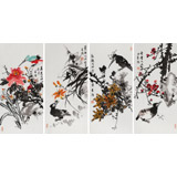 【已售】邢書波 四條屏《春夏秋冬》 中美協(xié)會員 清華美院創(chuàng)作班導師