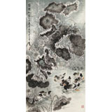 【已售】王寶欽六尺《荷塘初雪》當(dāng)代花鳥(niǎo)牡丹畫(huà)名家（詢價(jià)）