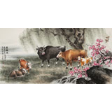 【已售】鄒本財 四尺《五福圖》 公主嶺市美協常務副主席