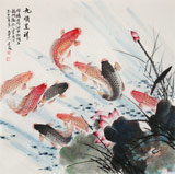 【已售】梁景欣 六尺斗方《九順呈祥》 青大美院學院派畫家