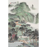 廖崧越 四尺三開《綠染家山》 廣西桂林美協(xié)會員