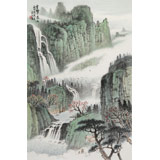 廖崧越 四尺三開《云夢家山》 廣西桂林美協(xié)會員