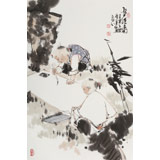 【已售】連紅武 四尺三開《書經圖》 徐悲鴻畫院華北分院副院長