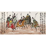 王永剛 四尺《唐女馬球圖》 78歲國家一級美術