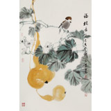 【已售】陳薪名《福祿長久》中美協會員 第六屆全國花鳥畫展金獎獲得者