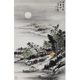 劉金河 四尺三開《月在浮云淺處明》 中美協會員 （詢價）