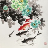 王寶欽 四尺《富貴有余》當(dāng)代花鳥牡丹畫名家（詢價(jià)）