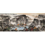 中美協會員 曹來賓 八尺精品山水畫《霞映石林蒼山醉》