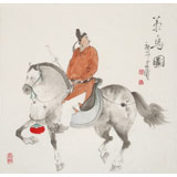 【已售】曹建濤 四尺斗方《策馬圖》 獨具特色水墨人物畫家