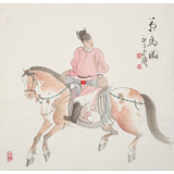 曹建濤 四尺斗方《策馬圖》 獨具特色水墨人物畫家