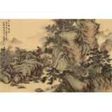 吳顯剛 四尺三開《溪山歸隱圖》 貴州七星關美協主席