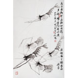 【已售】王守義 四尺三開《蝦趣圖》 中書協會員 齊白石研究會會員