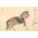 曹建濤 四尺三開《馬到成功》 獨具特色水墨人物畫家