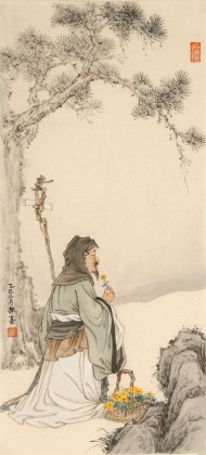 何揮毫 《采菊東籬下》 當代新安畫派代表性名家