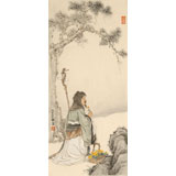 何揮毫 《采菊東籬下》 當代新安畫派代表性名家