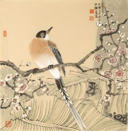 何揮毫 《梅雀圖》 當代新安畫派代表性名家