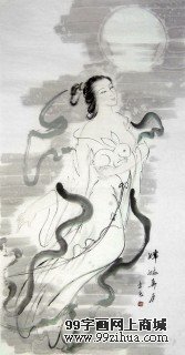 李立辰仕女畫《嫦娥奔月》